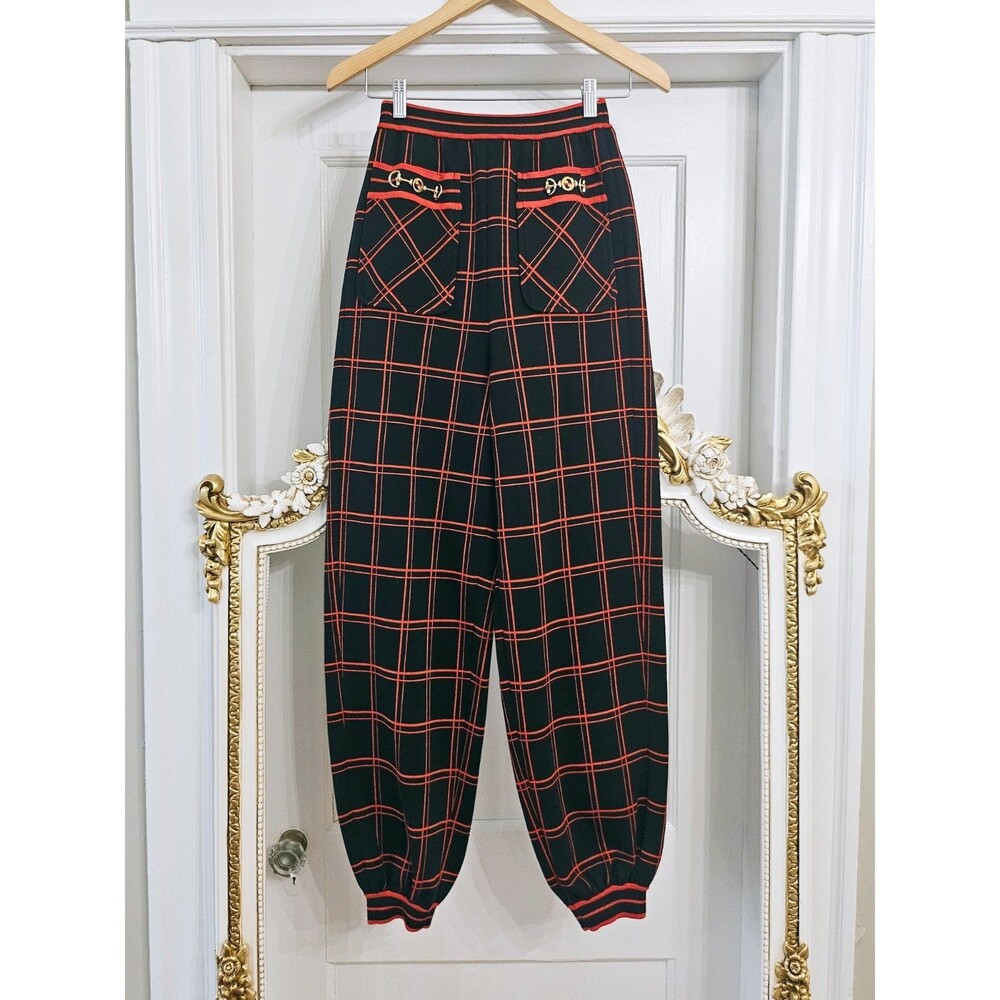 GUCCI oversized black/red plaid print sweatpants, XXS (fits XXS to S), NWT